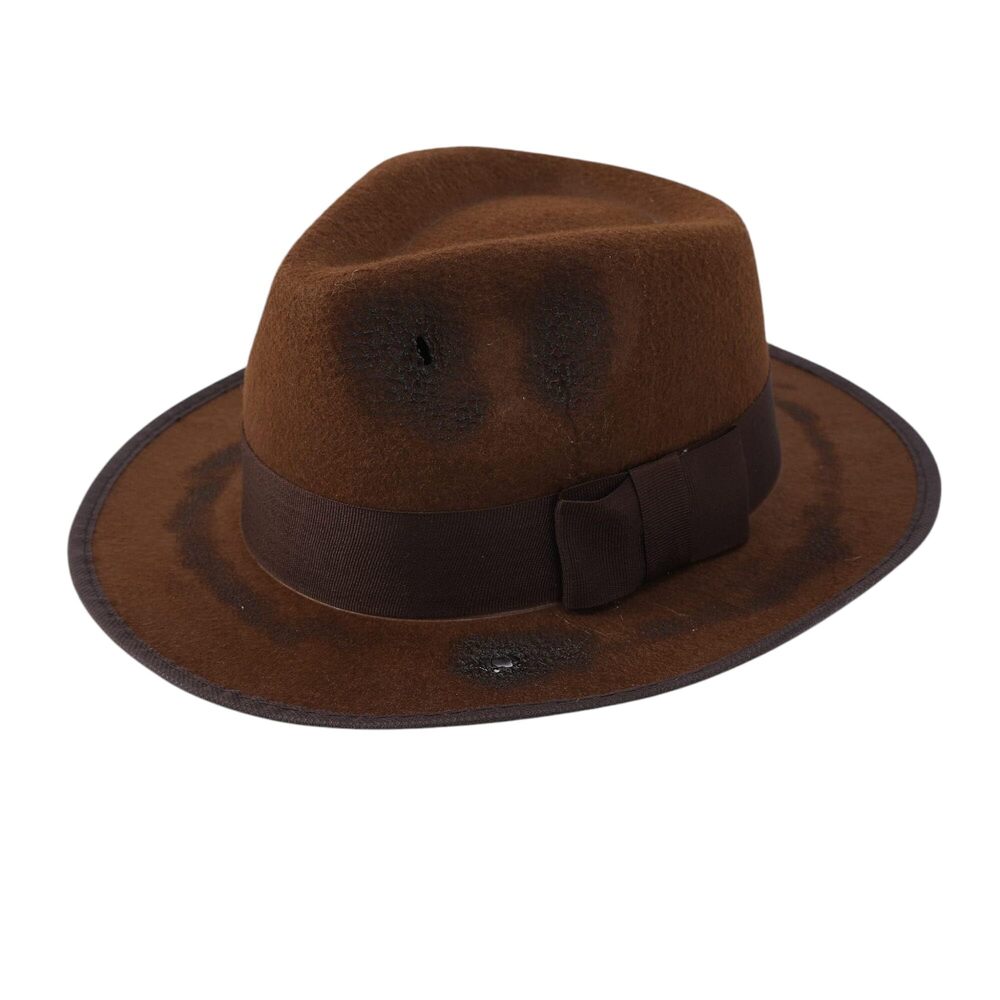 6303 Distressed Brown Fedora Costume – Burned Look Creeper Hat